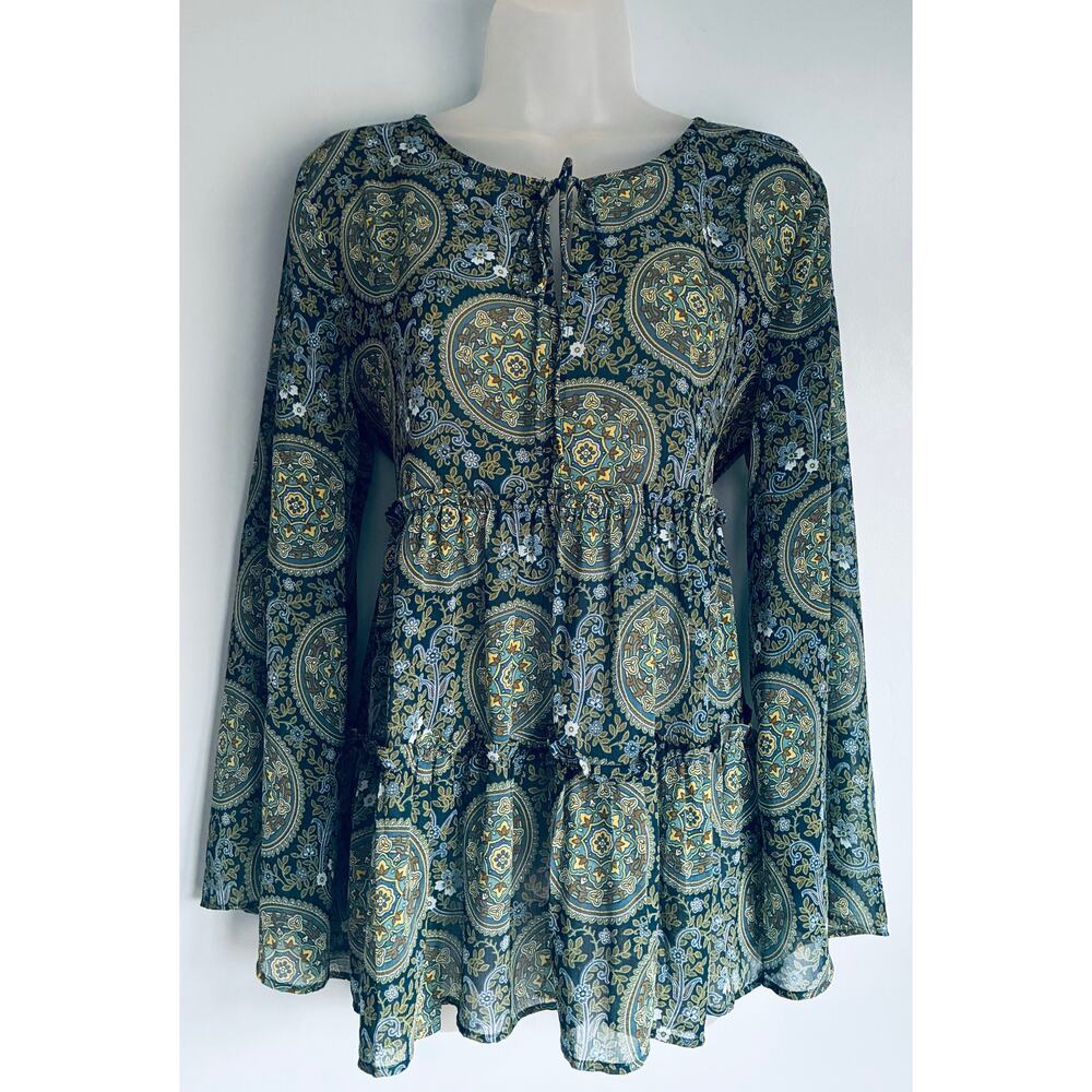 LOFT Boho Blouse Peasant Flare Sleeve Medium